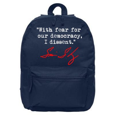 With Fear For Our Democracy I Dissent. Justice Sotomayor 16 in Basic Backpack
