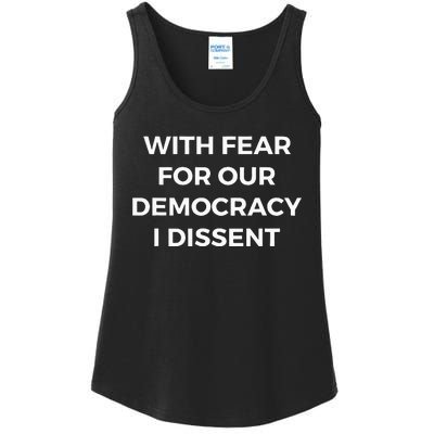 With Fear For Our Democracy I Dissent Ladies Essential Tank