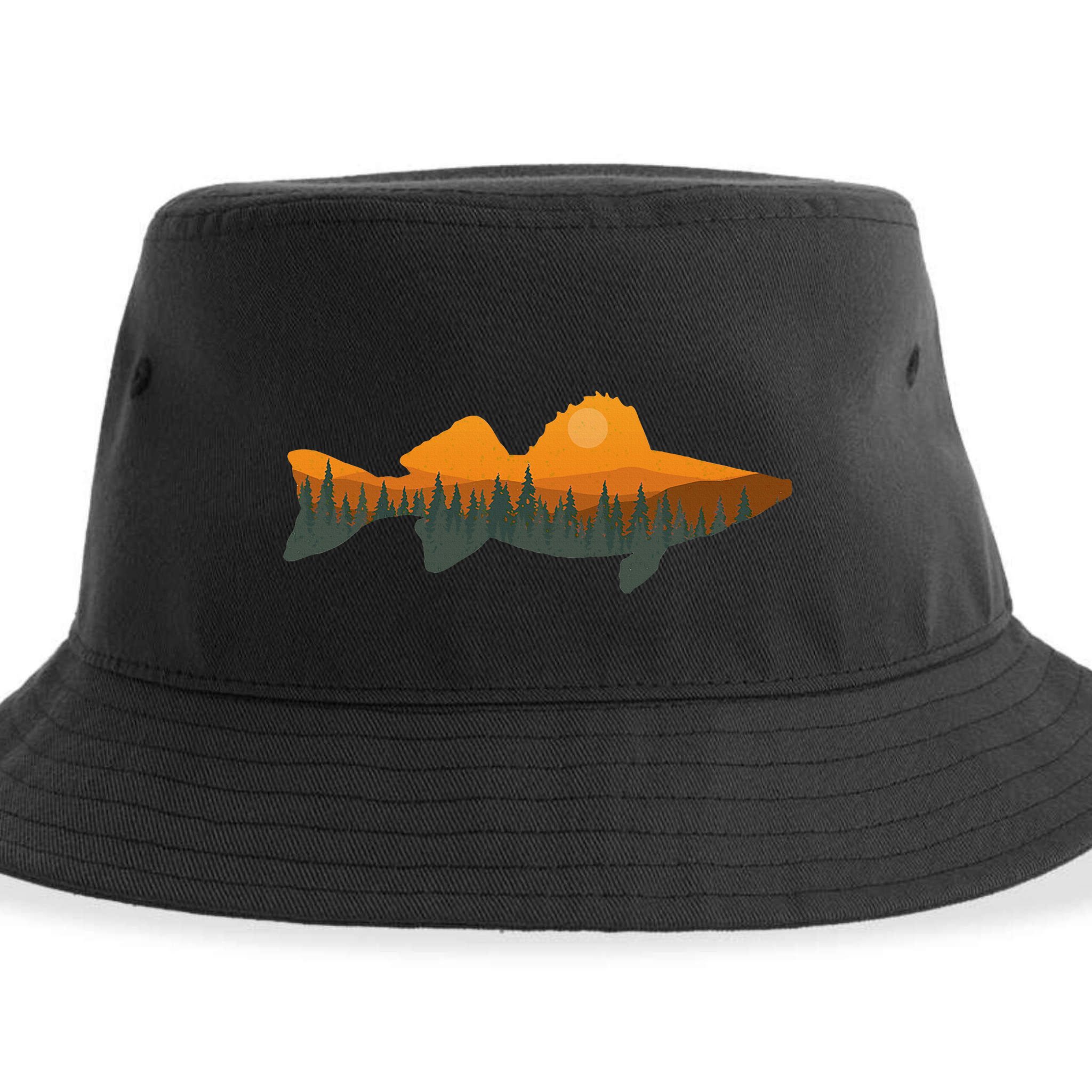 Walleye Fishing Forest Nature Wildlife Fisherman Sustainable Bucket Hat