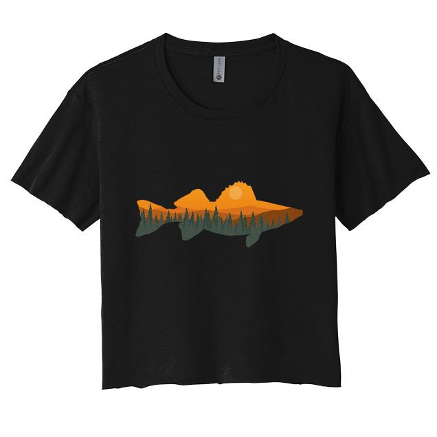 Walleye Fishing Forest Nature Wildlife Fisherman Crop Top