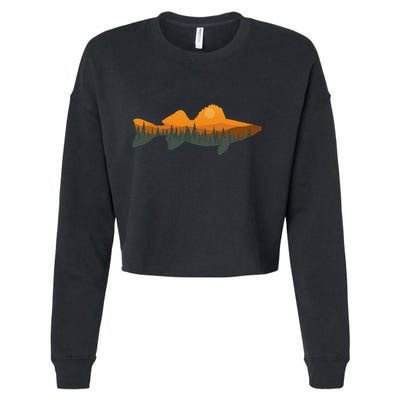 Walleye Fishing Forest Nature Wildlife Fisherman Cropped Pullover Crew