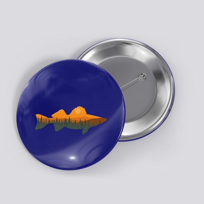 Walleye Fishing Forest Nature Wildlife Fisherman Button