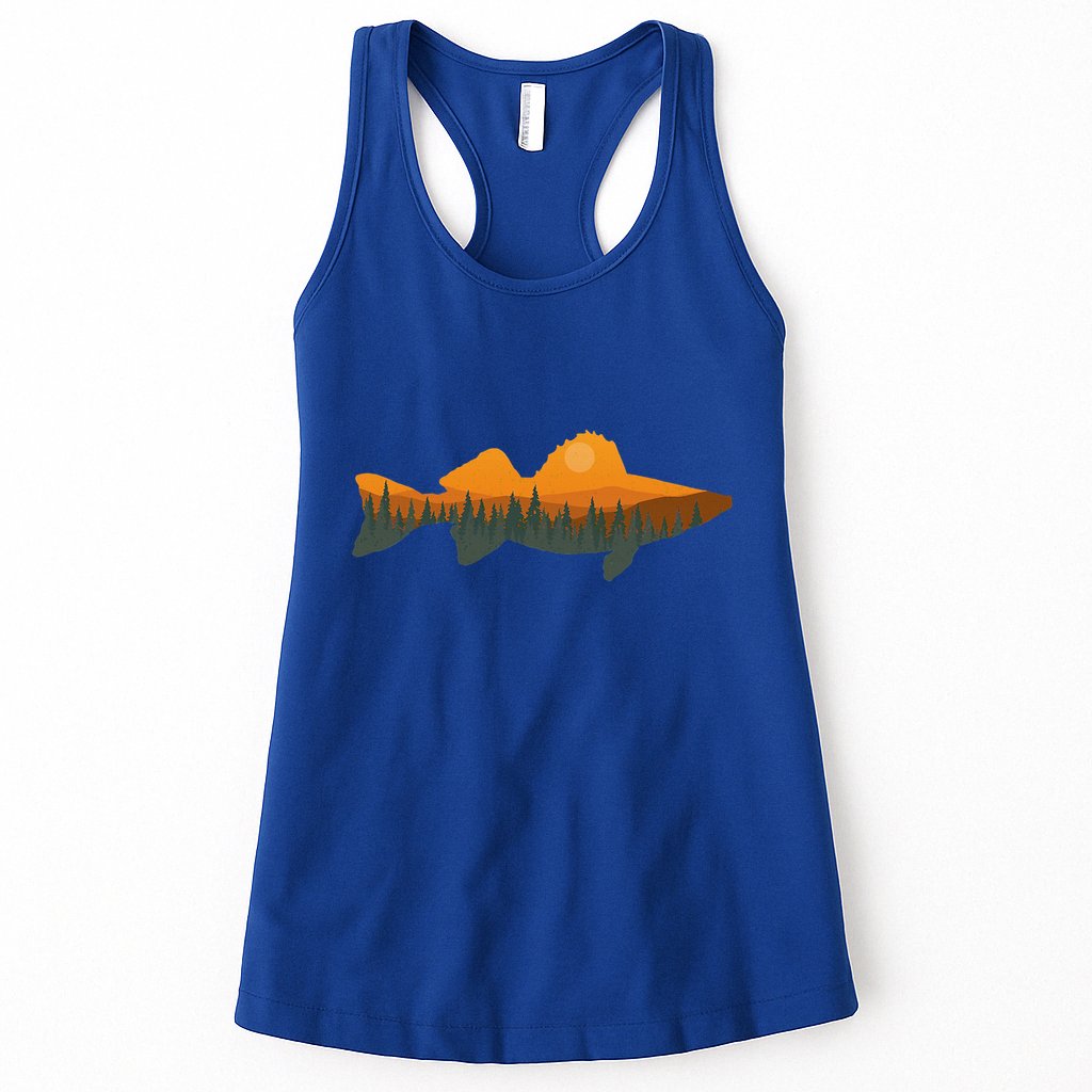 Walleye Fishing Forest Nature Wildlife Fisherman Womens Tank Top