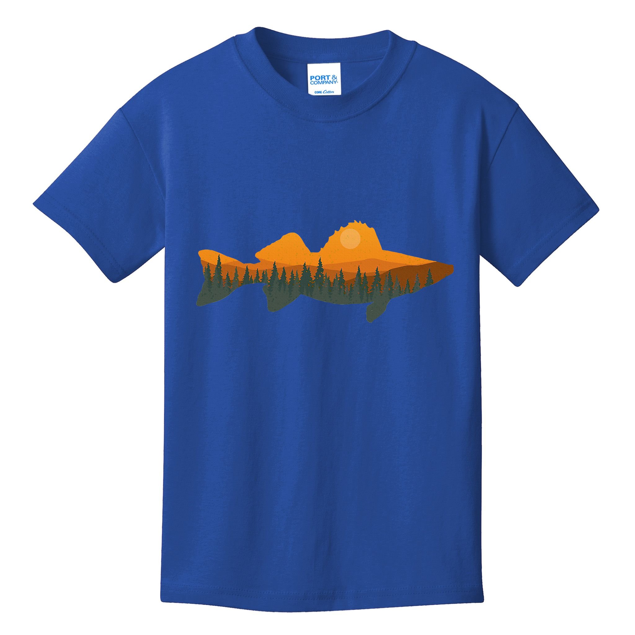 Walleye Fishing Forest Nature Wildlife Fisherman Kids T-Shirt