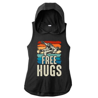 Wrestling Funny Free Hugs Wrestling Ladies PosiCharge Tri-Blend Wicking Draft Hoodie Tank