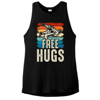 Wrestling Funny Free Hugs Wrestling Ladies PosiCharge Tri-Blend Wicking Tank