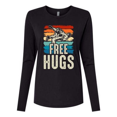 Wrestling Funny Free Hugs Wrestling Womens Cotton Relaxed Long Sleeve T-Shirt