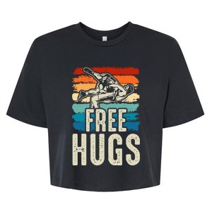 Wrestling Funny Free Hugs Wrestling Bella+Canvas Jersey Crop Tee