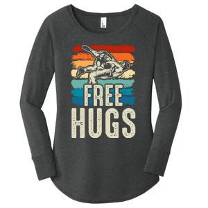 Wrestling Funny Free Hugs Wrestling Women's Perfect Tri Tunic Long Sleeve Shirt