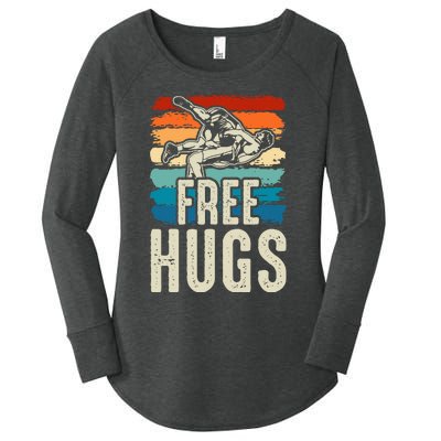 Wrestling Funny Free Hugs Wrestling Women's Perfect Tri Tunic Long Sleeve Shirt