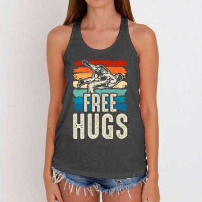 Wrestling Funny Free Hugs Wrestling Women's Knotted Racerback Tank