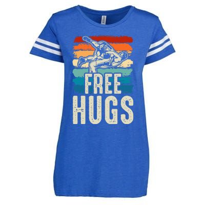 Wrestling Funny Free Hugs Wrestling Enza Ladies Jersey Football T-Shirt