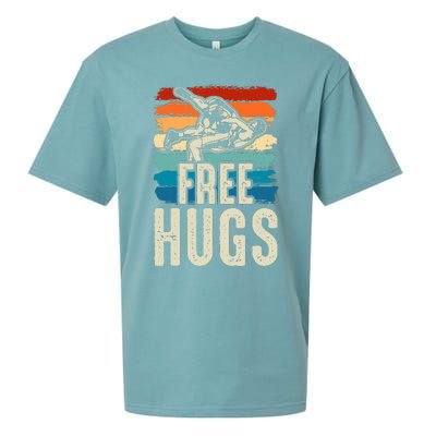 Wrestling Funny Free Hugs Wrestling Sueded Cloud Jersey T-Shirt