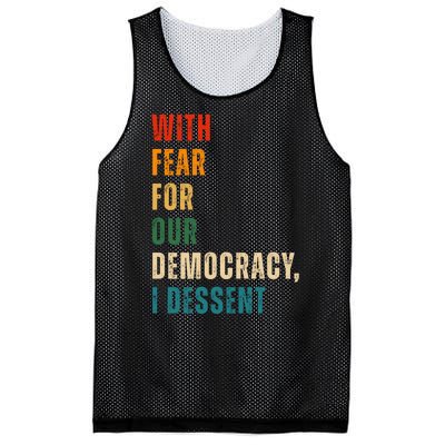 With Fear For Our Democracy I Dissent Vintage Mesh Reversible Basketball Jersey Tank