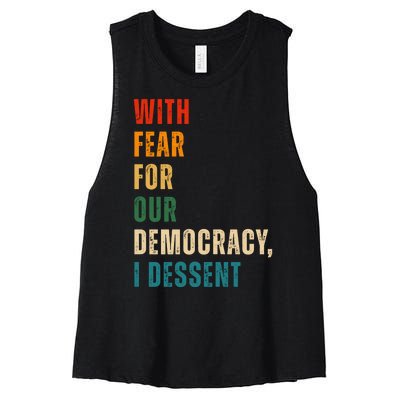 With Fear For Our Democracy I Dissent Vintage Women's Racerback Cropped Tank