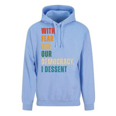 With Fear For Our Democracy I Dissent Vintage Unisex Surf Hoodie