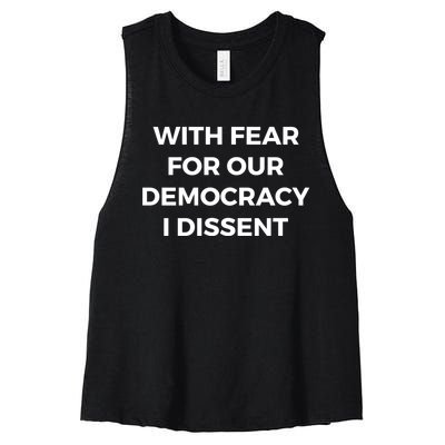 With Fear For Our Democracy I Dissent Women's Racerback Cropped Tank