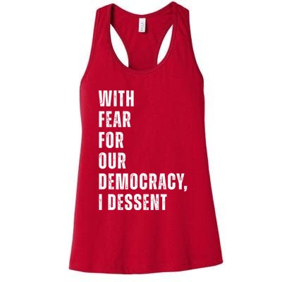 With Fear For Our Democracy I Dissent Quote Womens Tank Top
