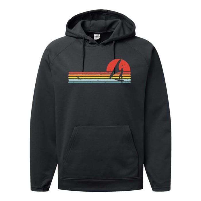 Wing Foiling Foil Surf Surfing Foiler Retro Vintage Surfer Performance Fleece Hoodie