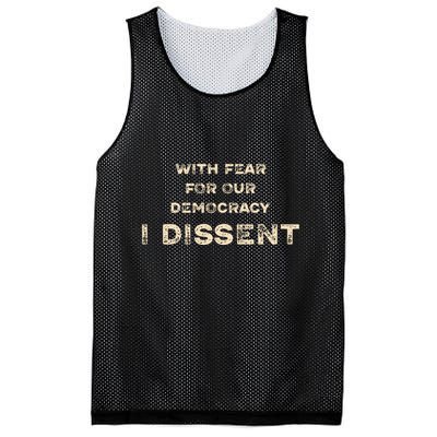 With Fear For Our Democracy I Dissent Mesh Reversible Basketball Jersey Tank