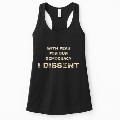 With Fear For Our Democracy I Dissent Womens Tank Top