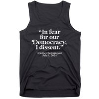 With Fear For Our Democracy I Dissent Tank Top