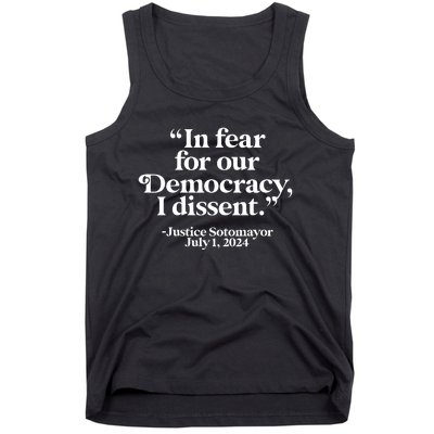 With Fear For Our Democracy I Dissent Tank Top