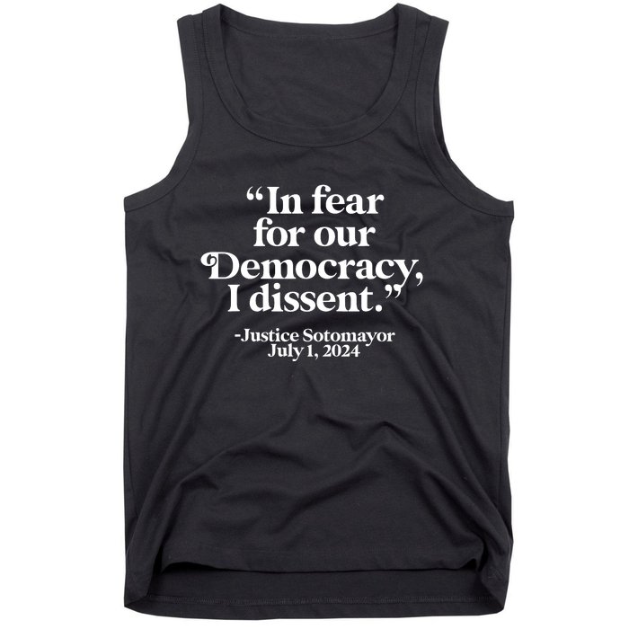 With Fear For Our Democracy I Dissent Tank Top