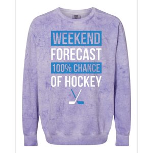 Weekend Forecast Funny Hockey, Hockey Player Gift Tee Colorblast Crewneck Sweatshirt