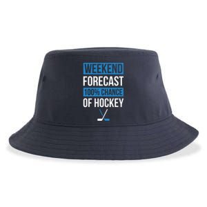 Weekend Forecast Funny Hockey, Hockey Player Gift Tee Sustainable Bucket Hat