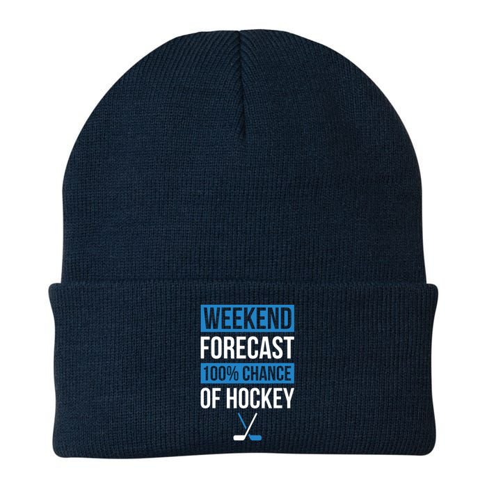 Weekend Forecast Funny Hockey, Hockey Player Gift Tee Knit Cap Winter Beanie