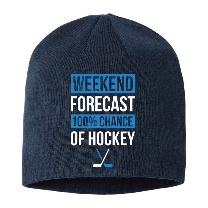 Weekend Forecast Funny Hockey, Hockey Player Gift Tee Sustainable Beanie