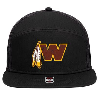 W.A.S.H.I.N.G.T.O.N Football Feather Washington D.C. Football 7 Panel Mesh Trucker Snapback Hat