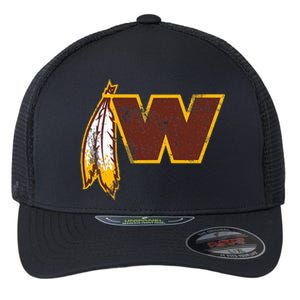 W.A.S.H.I.N.G.T.O.N Football Feather Washington D.C. Football Flexfit Unipanel Trucker Cap