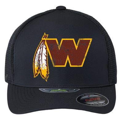 W.A.S.H.I.N.G.T.O.N Football Feather Washington D.C. Football Flexfit Unipanel Trucker Cap