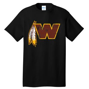 W.A.S.H.I.N.G.T.O.N Football Feather Washington D.C. Football Tall T-Shirt