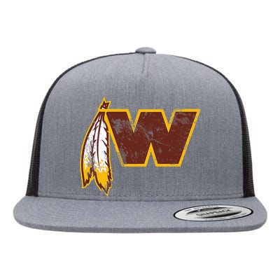 W.A.S.H.I.N.G.T.O.N Football Feather Washington D.C. Football Flat Bill Trucker Hat