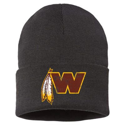 W.A.S.H.I.N.G.T.O.N Football Feather Washington D.C. Football Sustainable Knit Beanie