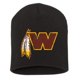 W.A.S.H.I.N.G.T.O.N Football Feather Washington D.C. Football Short Acrylic Beanie