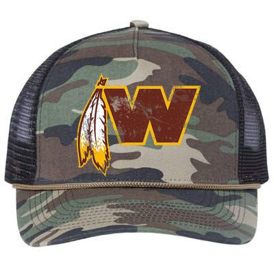 W.A.S.H.I.N.G.T.O.N Football Feather Washington D.C. Football Retro Rope Trucker Hat Cap