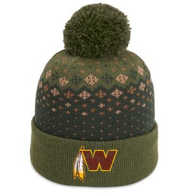 W.A.S.H.I.N.G.T.O.N Football Feather Washington D.C. Football The Baniff Cuffed Pom Beanie