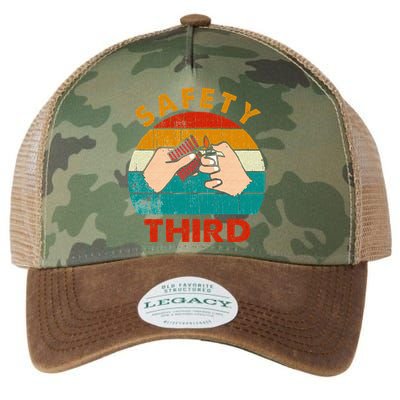 Warning Fireworks Firecrackers Safety Third 4th Of July Legacy Tie Dye Trucker Hat