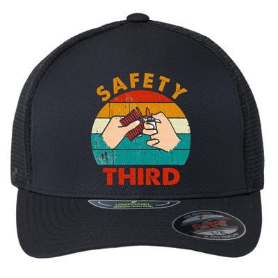 Warning Fireworks Firecrackers Safety Third 4th Of July Flexfit Unipanel Trucker Cap