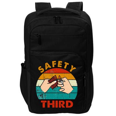 Warning Fireworks Firecrackers Safety Third 4th Of July Impact Tech Backpack
