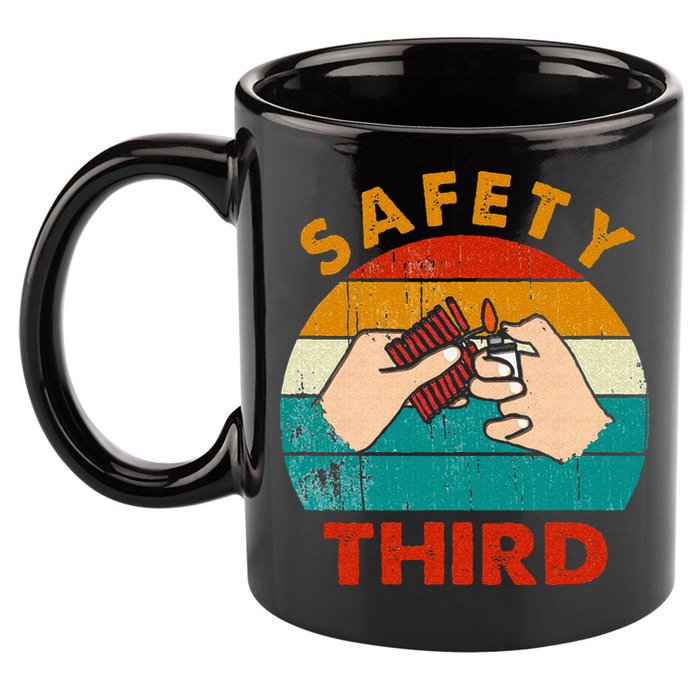 Warning Fireworks Firecrackers Safety Third 4th Of July 11oz C Handle Ceramic Mug