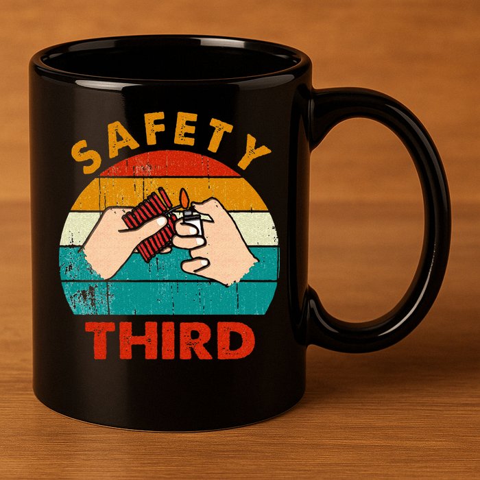 Warning Fireworks Firecrackers Safety Third 4th Of July 11oz C Handle Ceramic Mug