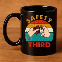 Warning Fireworks Firecrackers Safety Third 4th Of July 11oz C Handle Ceramic Mug