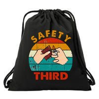 Warning Fireworks Firecrackers Safety Third 4th Of July Drawstring Bag