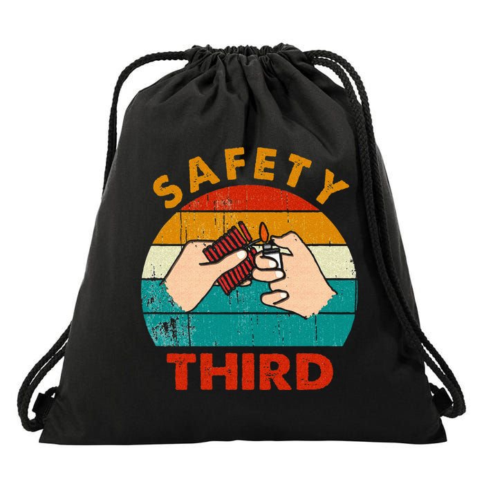 Warning Fireworks Firecrackers Safety Third 4th Of July Drawstring Bag