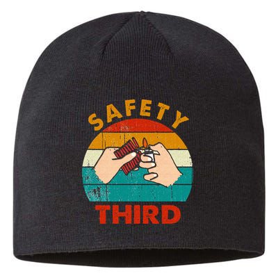 Warning Fireworks Firecrackers Safety Third 4th Of July Sustainable Beanie